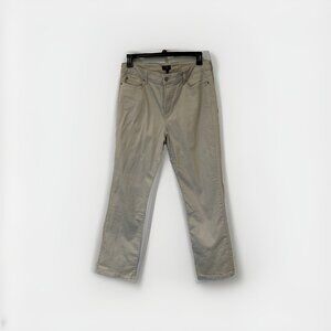 NYDJ Womens  16  Straight Leg‎ Jeans Beige Stretch Pockets Lift Tuck Embroidered